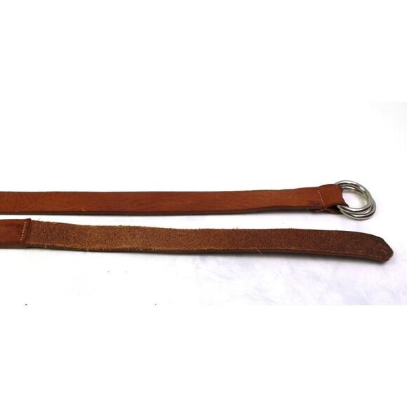 HANDCRAFTED TAN BROWN REAL LEATHER 7/8"Wd SKINNY DRESS CASUAL WOMEN'S BELT L(C77 - Picture 9 of 10